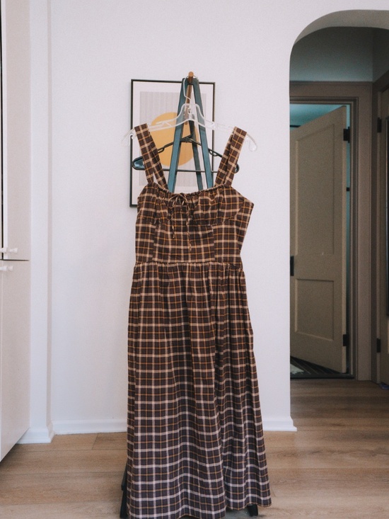 Free People Women's Brown Laters Baby Midi Dress Size Medium - Picture 2 of 3